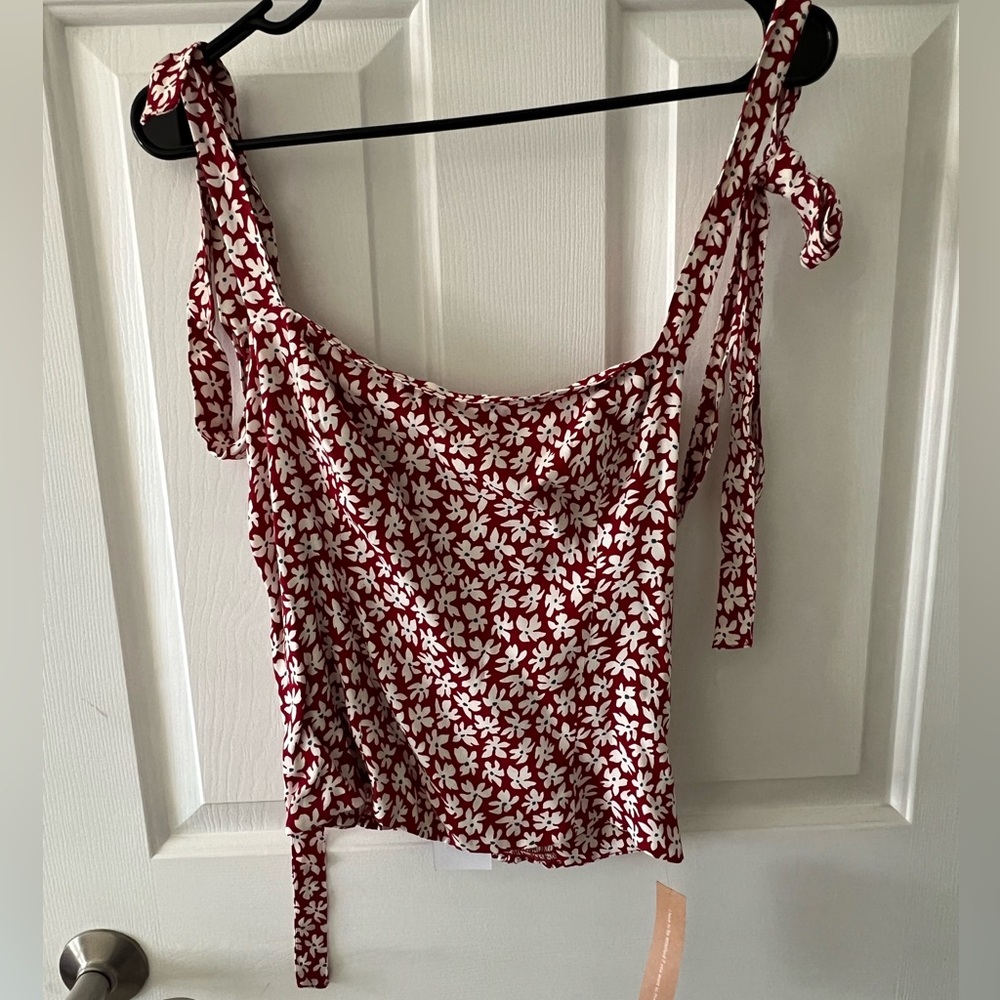 Reformation Red Floral Camisole Top
